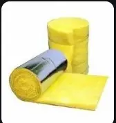 Providing and fixing thermal insulation with Resin Bonded Fibre glass wool conforming to IS: 8183 having density 24 kg/m3, 50 mm thick, wrapped in 200G Virgin Polythene Bags fixed to wall with screw,rawel plug & washers and held in position by criss crossing GI wire etc. complete