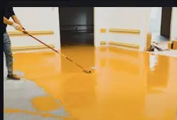 Floor painting with floor enamel paint of approved brand and manufacture of required colour to give an even shade Two or more coats on new work