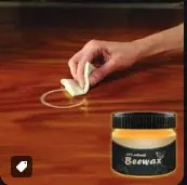 Polishing on wood work with ready mixed wax polish of approved brand and manufacture New work